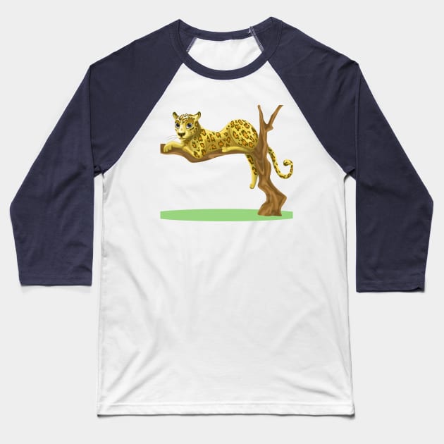 Cheetah on a Tree Branch Baseball T-Shirt by PatrioTEEism